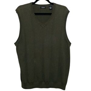 Van Heusen  Olive Green 100% Cotton Grandpacore Timeless Sweater Vest 3324